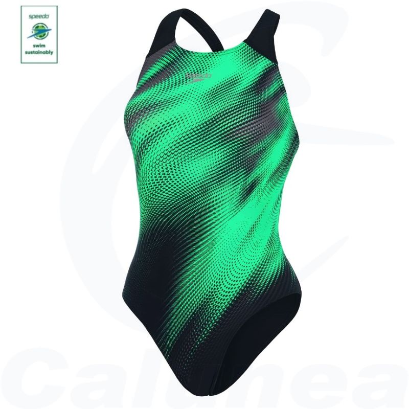 Image du produit Woman's swimsuit ECO+ PLACEMENT DIGITAL POWERBACK GREEN / BLACK SPEEDO - boutique Calunéa