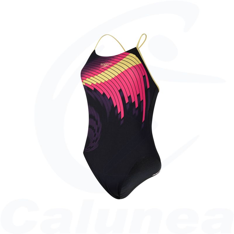 Image du produit Female swimsuit PLACEMENT RIPPLEBACK BLACK / YELLOW / PINK SPEEDO  - boutique Calunéa