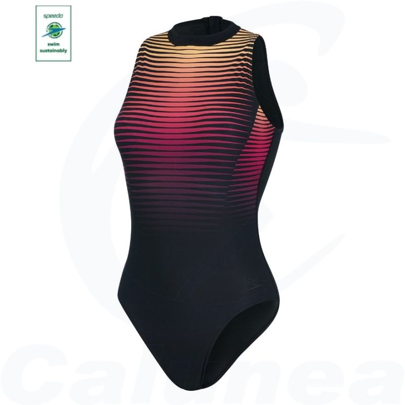 Image du produit  Woman's swimsuit with zipper ECO+ DIGITAL PLACEMENT HYDRASUIT BLACK / PAPAYA SPEEDO  - boutique Calunéa
